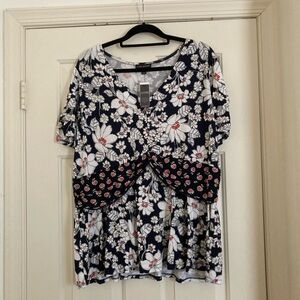Lane Bryant Floral Twist Tie Peplum shirt
